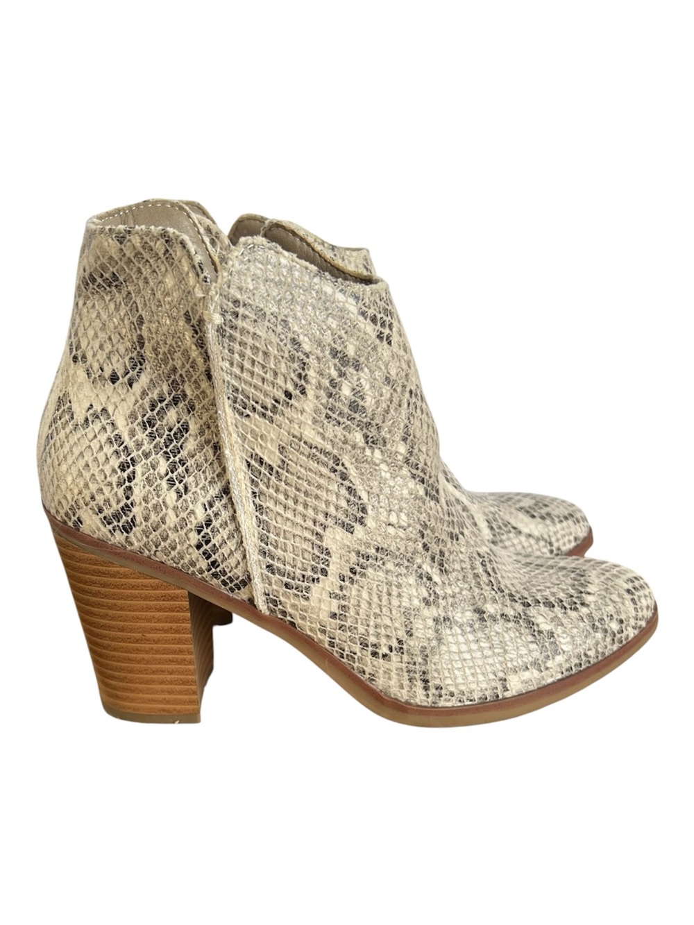Maurice’s Cameron Snakeskin Boots High Heel Pointed Toe Booties Women’s Size 7